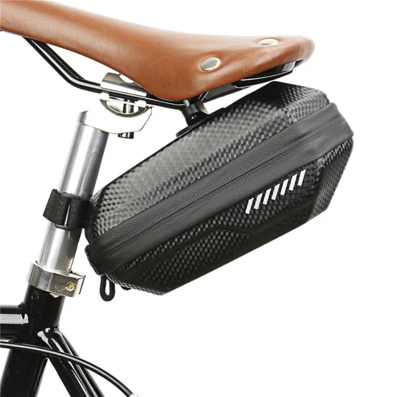 New Trendy Carbon Pattern Waterproof Large Capacity Hard Shell Bicycle Saddle Bag Bicycle Bag Waterproof Bicycle Bag