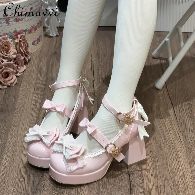 

Оригинальные весенние туфли на платформе в стиле Лолита, милые женские туфли на высоком каблуке, элегантные туфли Мэри Джейн для вечеринок