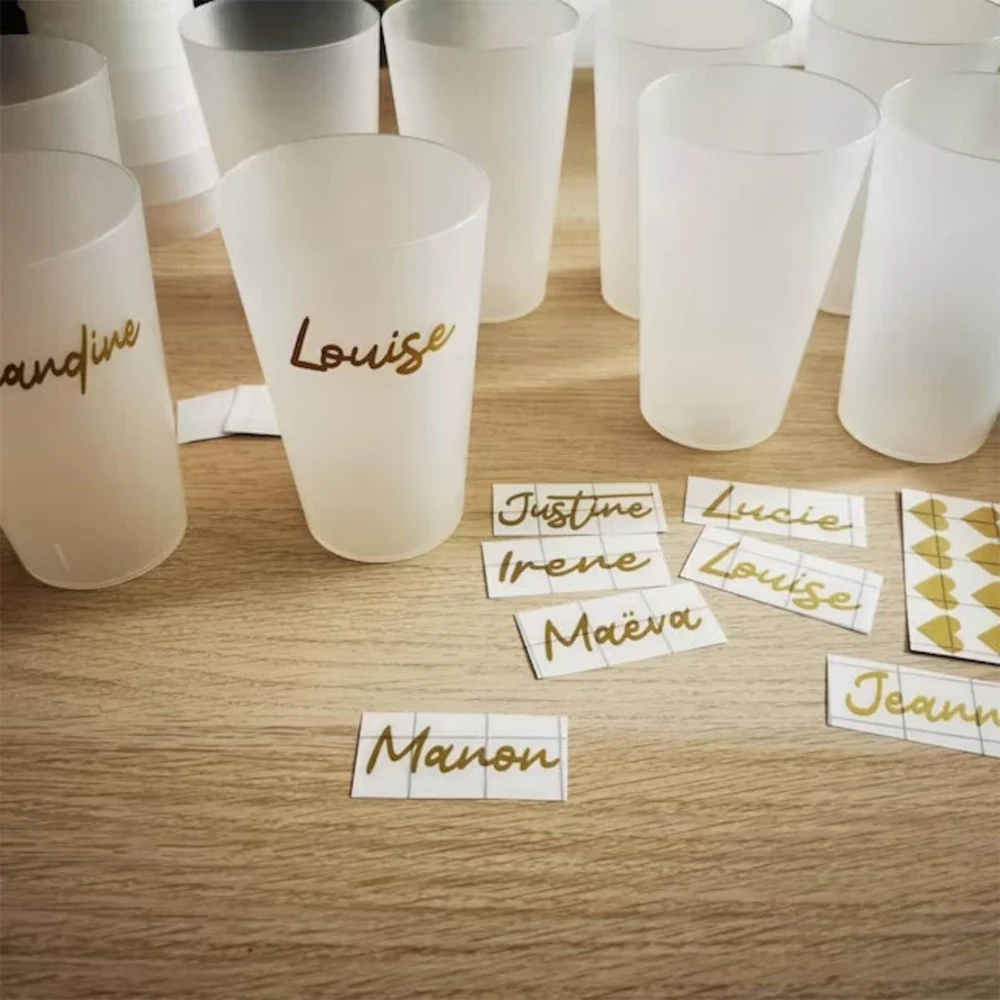 Personalized Vinyl Name Stickers Custom Wedding Party Stickers Favors and Decor For Gift Box Birthday Water Bottle Glasse Cup