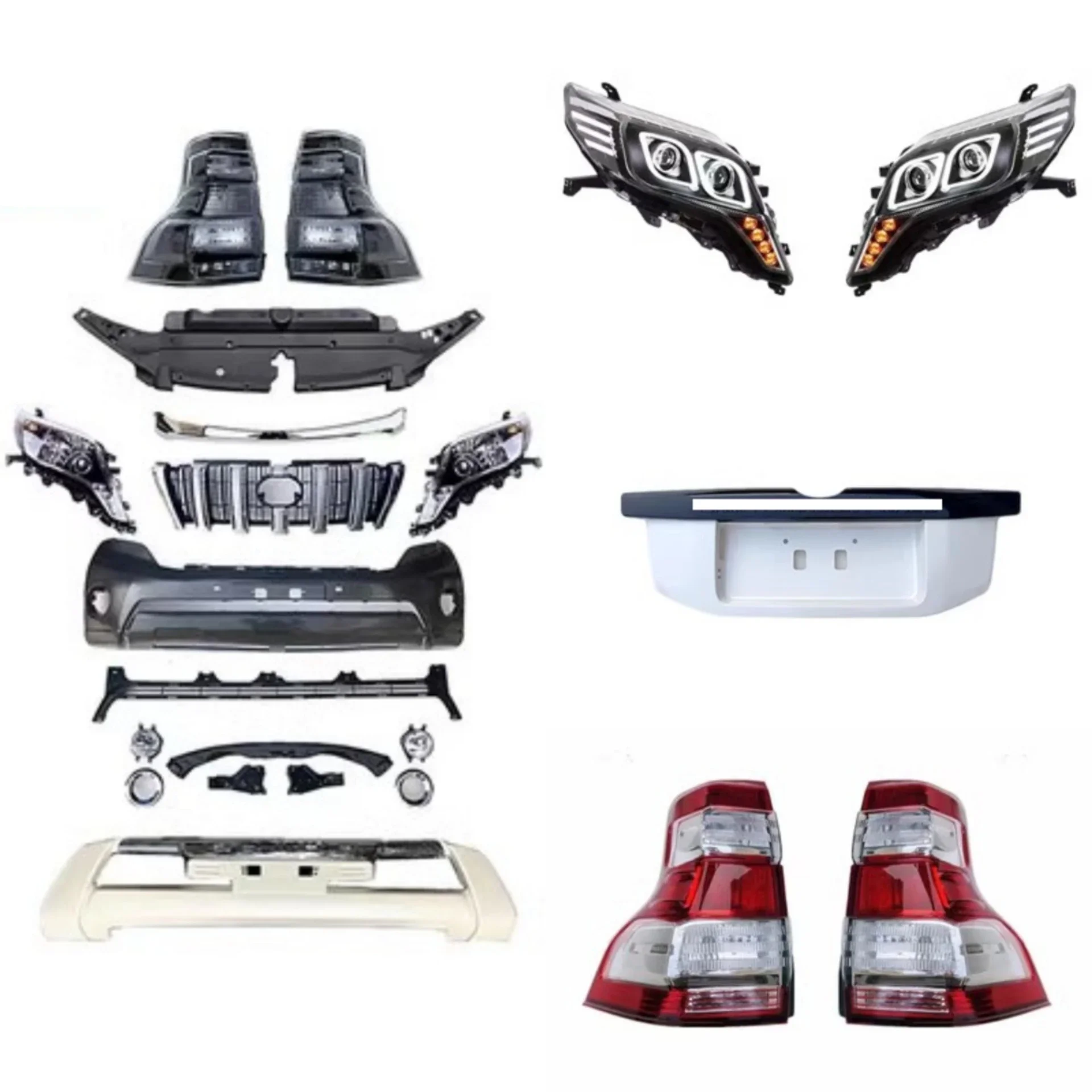 New Style Front Bumper Headlight Taillight Assembly Grille for Toyota Prado 10-13 Modified 14-17 Body Kit Car Accessories