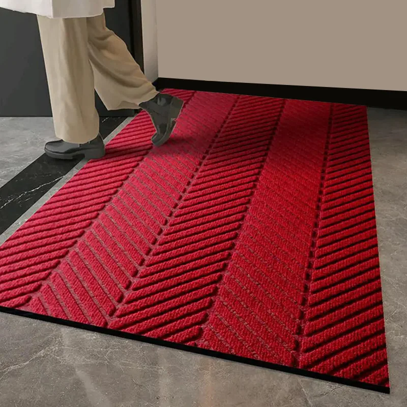 Front Door Entrance Mat Heavy Duty Natural Rubber Mat Easy Clean Low Profile Doormat Indoor Outdoor House Doormat Decor