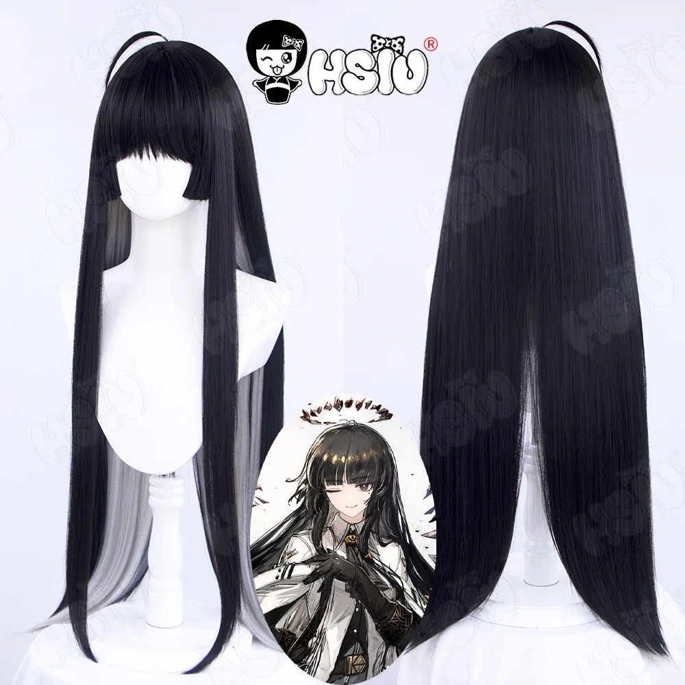 

Virtuosa Cosplay Wig Game Arknights Cosplay Wig HSIU 90CM Black mixed silver gray long hair Heat Resistant Synthetic Wig+Wig Cap