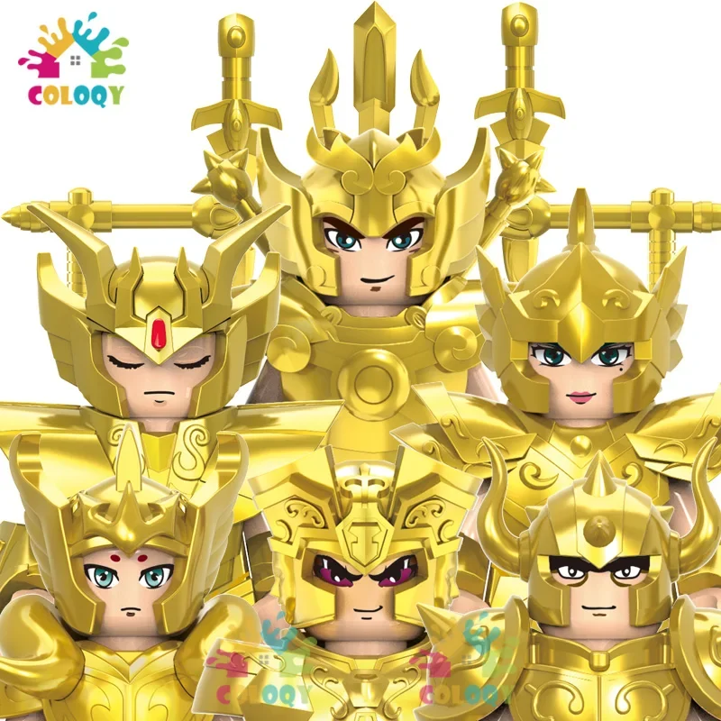 Kids Toys Saint Seiya Charater Building Blocks Zodiac Golden Warriors Cartoon Mini Action Figures Toys For Kids Christmas Gifts