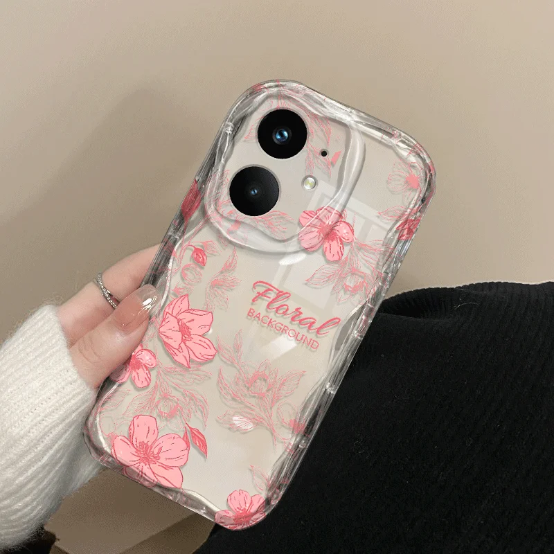 Flexible Transparent TPU Case For Realme 14 14T 5G Shockproof Flowers Pattern Protective Back Cover Fundas - view 4