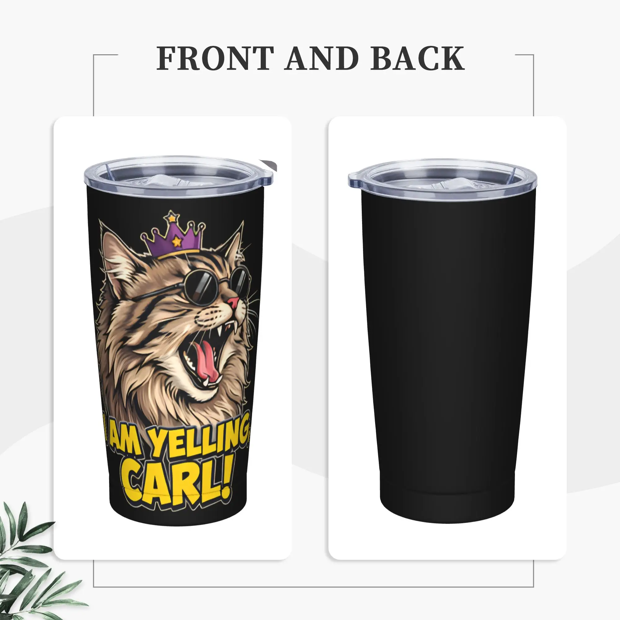 I Am Yelling Carl Donut Cat Meme Tumbler  Travelist 20oz Coffee Mug Leakproof Cold Drink Milk Tea Water Bottle