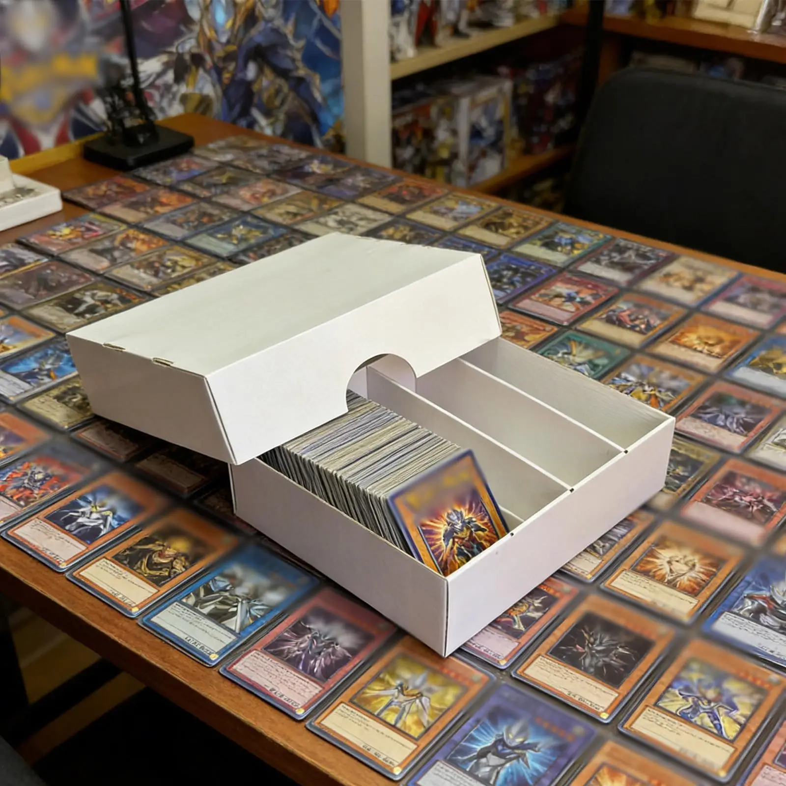 Trading Card Storage Box Collector Cardboard Organizer,Space Saving,Card Sorting Tray Case,4 Row for Baseball Football Cards