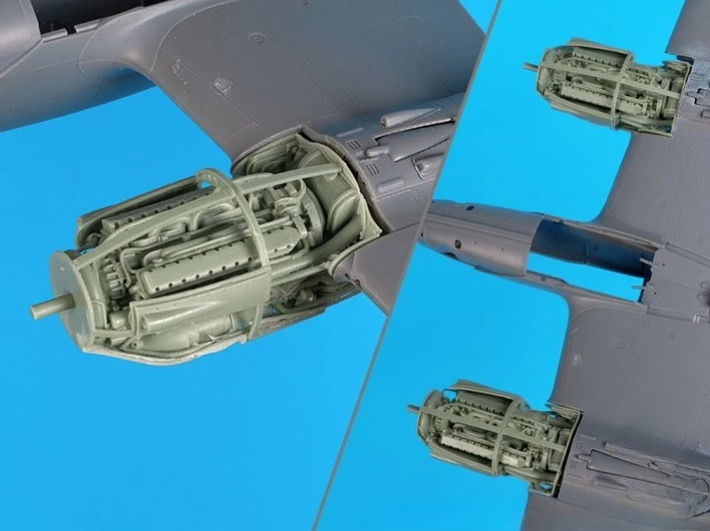 1/48 Scale DieCast Resin Model Kit Resin Aircraft Parts Model P-38 F/G Engines Unassembled Unpainted