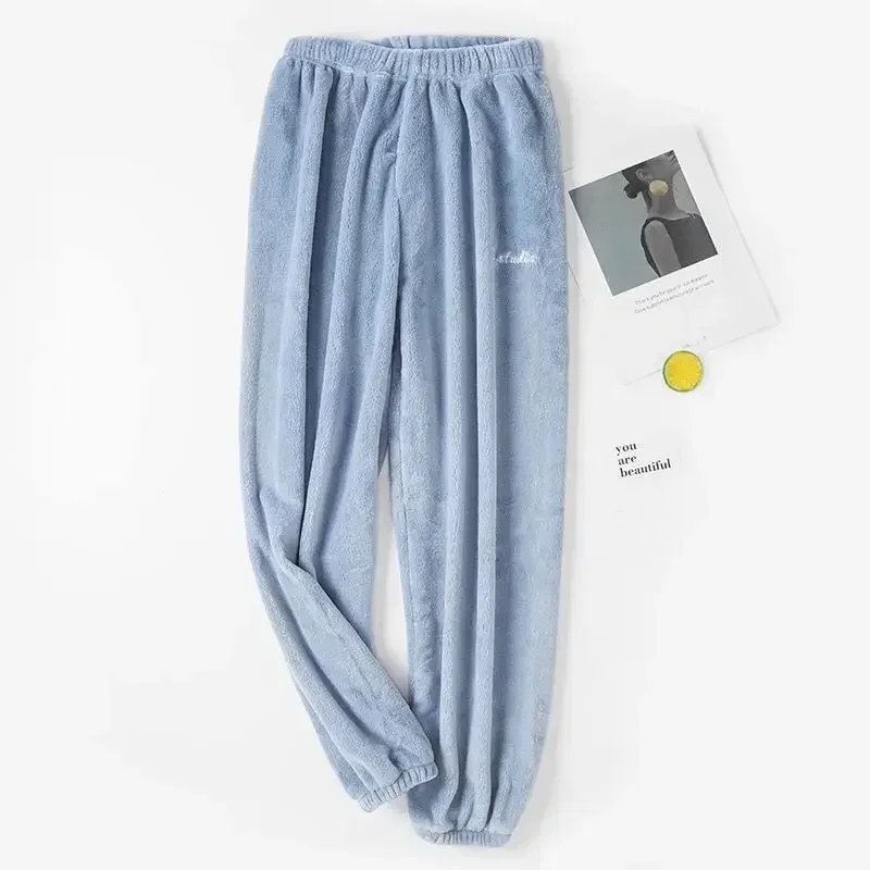 Conjunto de Pijama de terciopelo para mujer, Top holgado cálido y pantalones de cintura elástica, traje de lana cálido e informal para el hogar,