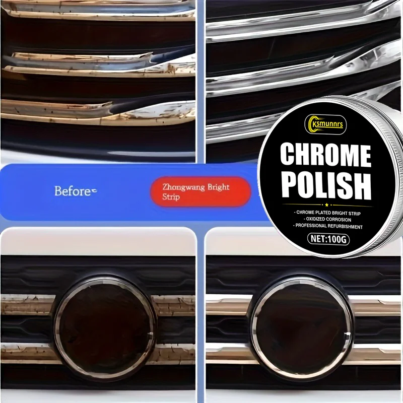 100g Chrome Repair & Maintenance Paste for Car Door Handles, Window Trims and Emblems, Polishing & Refurbishing, Easy to Use