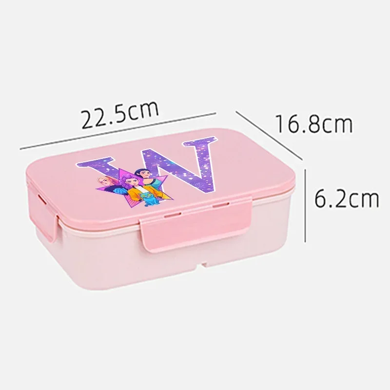 Kpop Demon Hunters K-pop Food Containers School Picnic Separate Lunchbox Letter A-Z for Lumi Mila Zoi Hunter Flip Lunch Box Gift - view 4