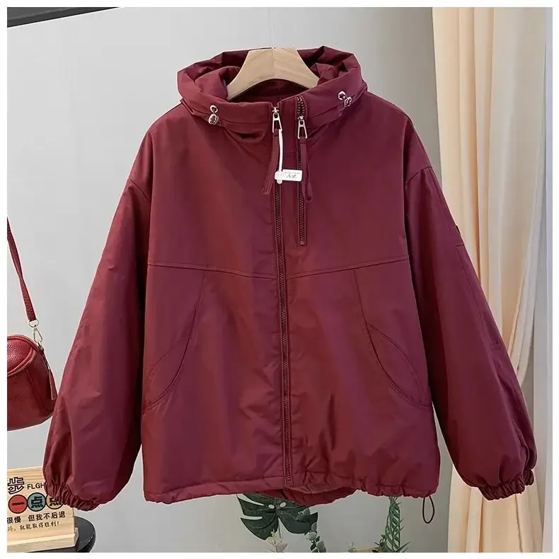 

Solid color hooded double zipper baseball uniform short coat women's early autumn 2024 new loose Korean version of wild jacket.