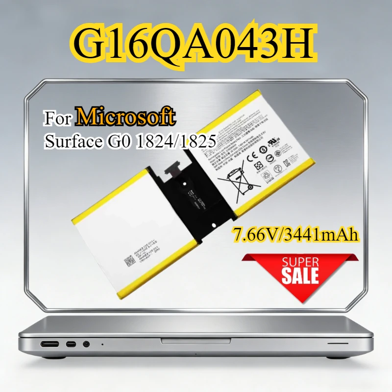 

New G16QA043H Laptop Battery for Microsoft Surface Go 1824 1825 2ICP4/76/76 Tablet Bateria 7.66V 3441mAh Built-in Battery