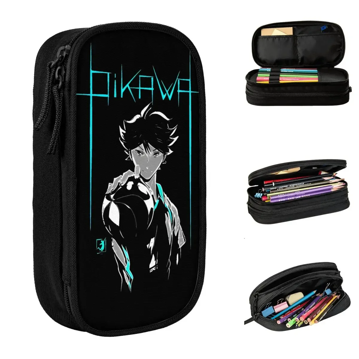 Haikyuus Oikawa Anime Pencil Cases Pen Holder Bags for Student Big Capacity Office Gift Pencilcases