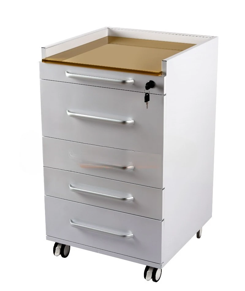 Mobile medical dental cart cabinet, hospital clinic care furniture 5-drawer sliding cabinet, wheeled storage cabinet