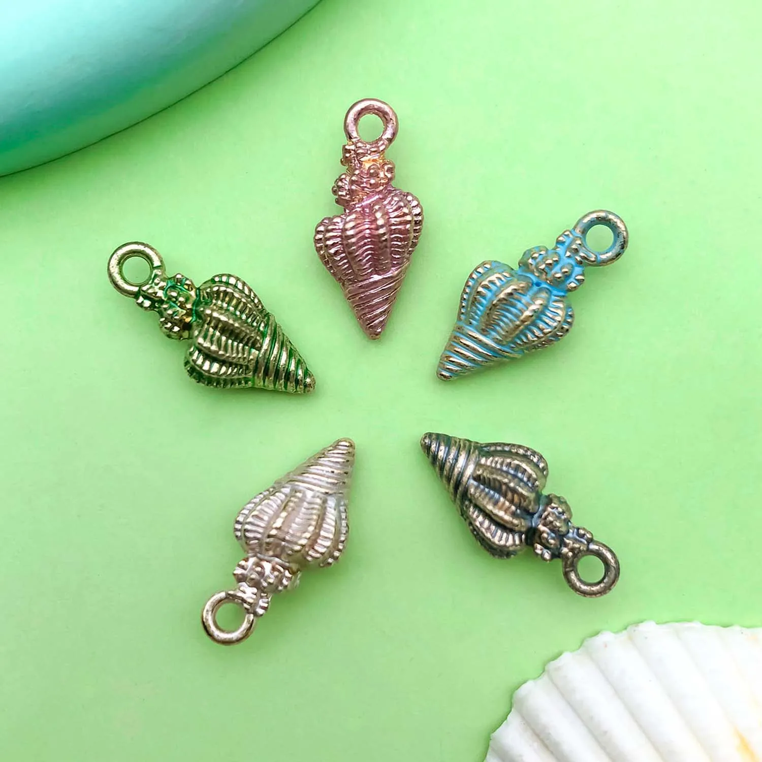 10/15pcs Colorful Enamel Marine Life Charms Alloy Shells, Conches, Starfish Pendants For DIY Jewelry Making Accessories