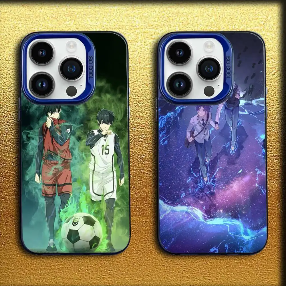 

B-Blue Lock Anime Phone Case For iPhone 16,15,14,13,12,11,Mini,Pro,E,SE4,MAX Blue Candy Matte Shockproof Cover