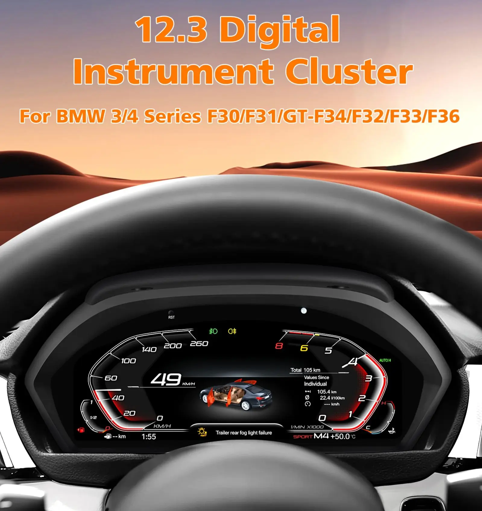 Image of Digitales Display-Armaturenbrett für BMW 3 F30 F31 F34 NBT EVO für BMW 4 F32 F33 F36 2013-2020 NBT 12,3-Zoll-LCD-Armaturenbrett