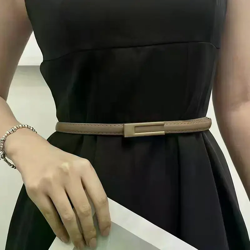 Women Korean Fashionable Thin Waist Strap Metal Accessories Basic Belt Women Casual Porous Adjustable Fashion Belts