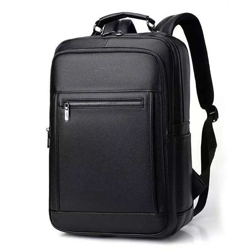 Men's retro PU backpack, fashionable college student casual laptop bag, school backpack, lightweight and comfortable