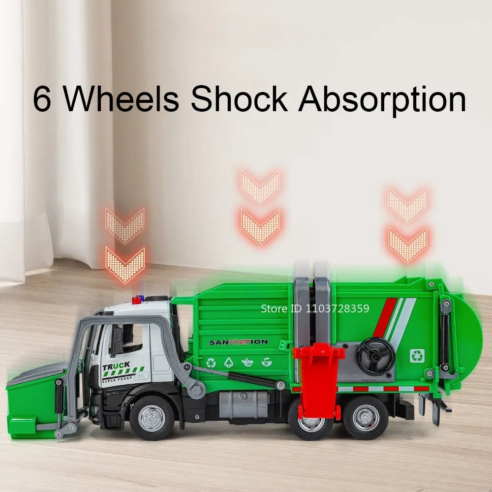1:32 Legierung Müll Sprinkler Engineering Fahrzeug Modell Spielzeug Metall Diecast Sound Licht Türen Geöffnet Zurückziehen für Kinder Geschenke