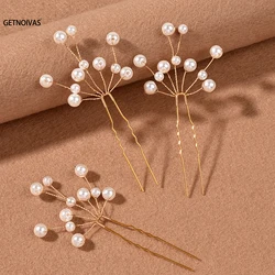 3Pcs Bridal U-shaped Hairpins Metal Hair Sticks Forks Barrette Clip Pearl Wedding Hairstyle Design Tool Women Hair Accessories