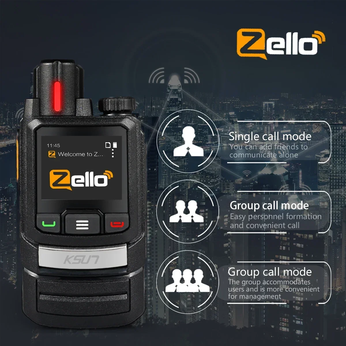 In StocKSUN ZL60 Zello Ptt 4G LTE GSM Mobile Network 2 Way Poc Radio WiFi GPS Intercom Long Range Android Sim Card Walkie Talkie