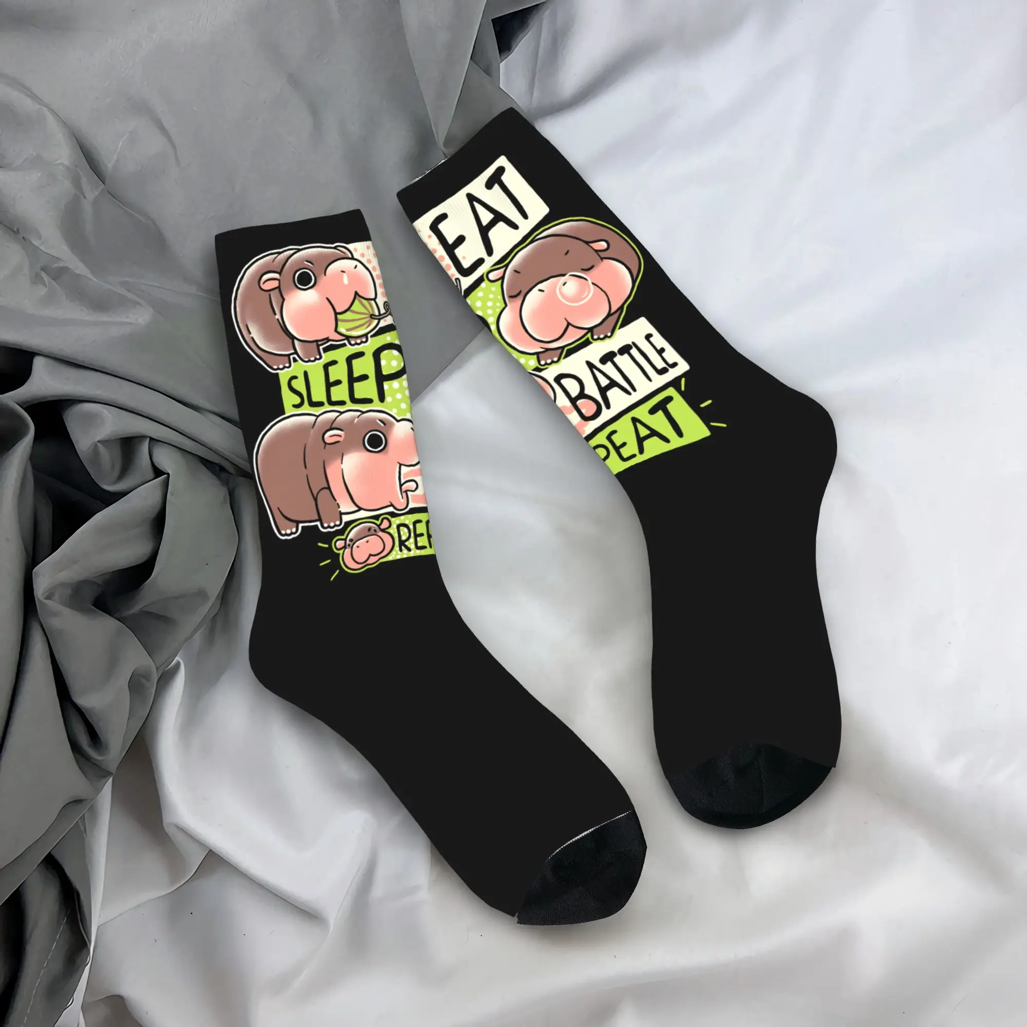 Moo Deng Stockings Adults Men  Socks Soft Breathable Fashion Socks Autumn Running Sports Anti Skid Graphic Socks Gift