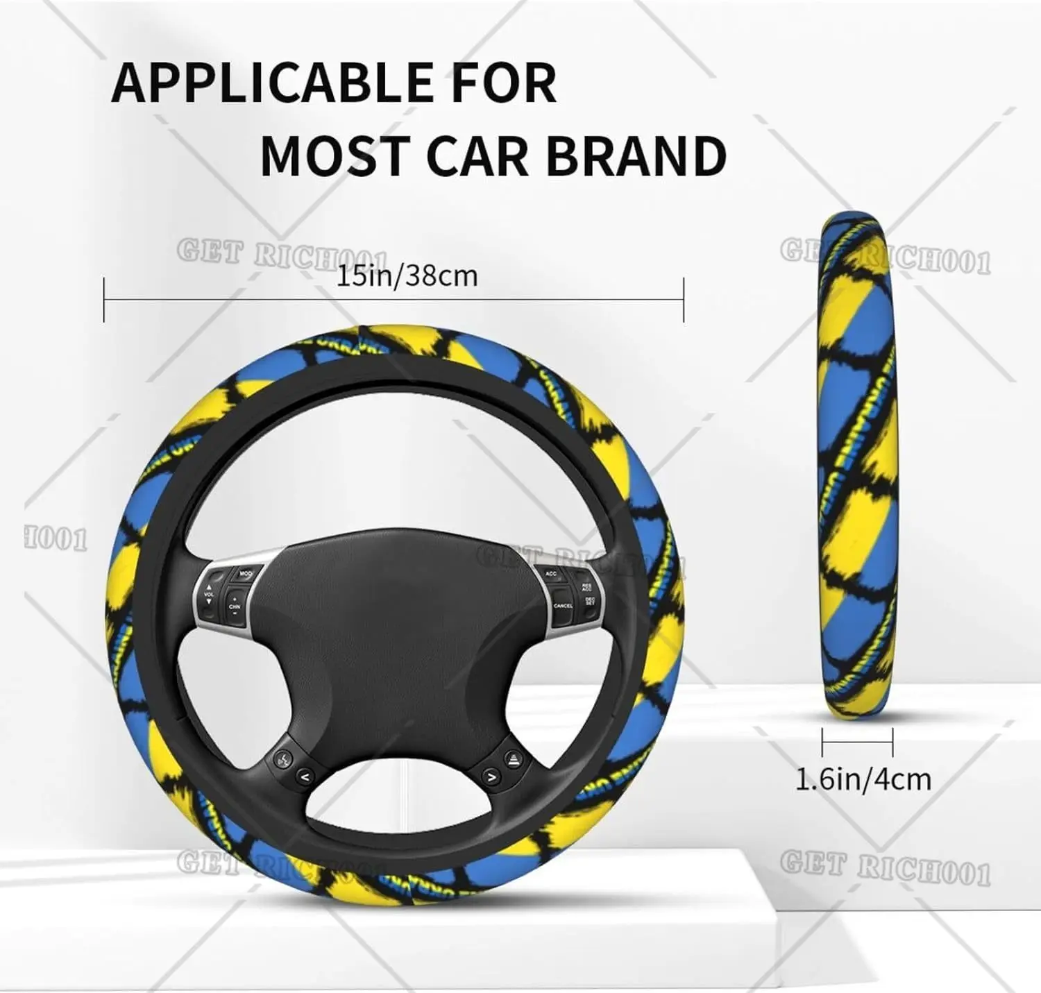 Ukraine Ukrainians Flag Steering Wheel Cover Protector Elastic Neoprene Car Wrap Accessories Vehicle Auto Trucker Interior Decor