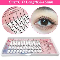 LAKANAKU 12Rows Spikes Eyelash Extensions Natural Single Cluster Lashes Soft Wispy Spike Volume False Eyelashes