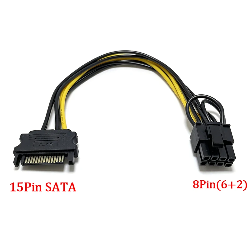 15 Pin SATA to 6+2Pin 8Pin PCI‑E Video Card Power Supply Adapter Cable SATA to PCI Express GPU Power Cord