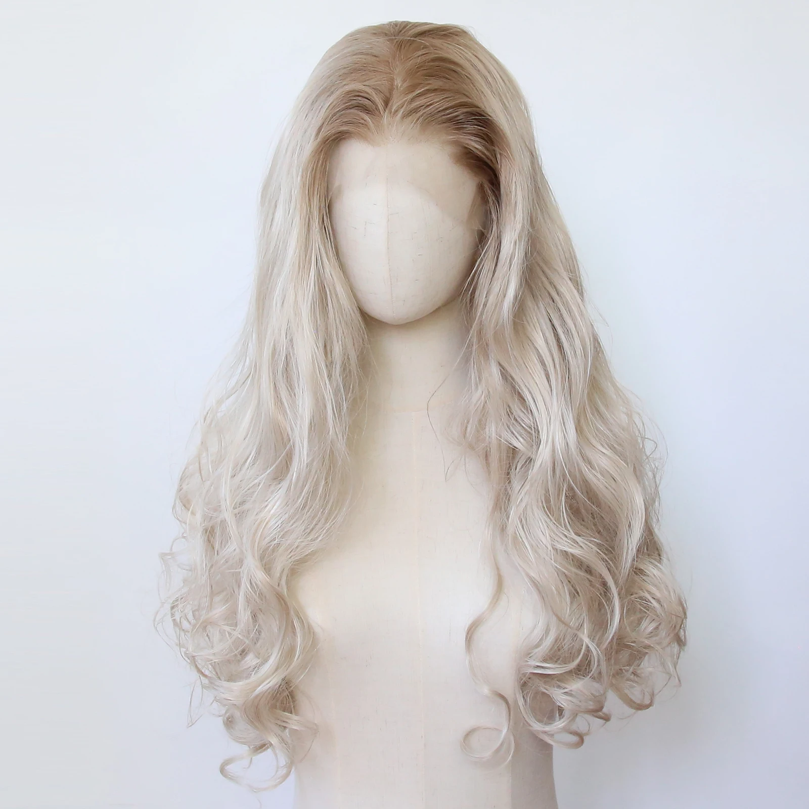 

Ombre Dirty Blonde Wig Synthetic Lace Front Wig Long Body Wave Lace Front Synthetic Wig Pre Plucked Heat Resistant Fiber Hair