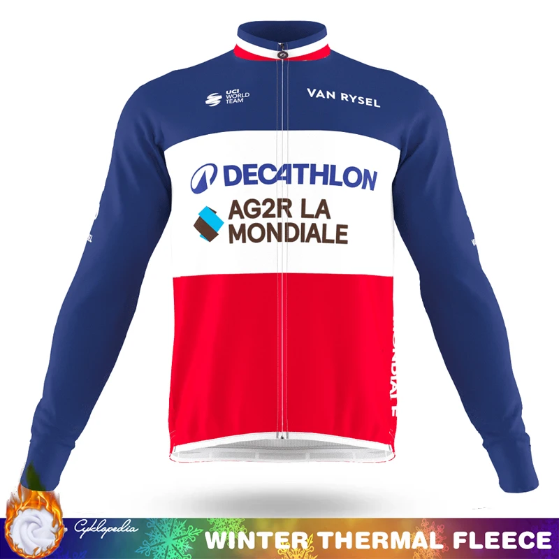 

DECATHLON AG2R LA Winter Thermal Fleece Cycling Jersey Road Bicycle Men's Shirt Clothing 2026 Bike Mountain Bikes Biking Clothes