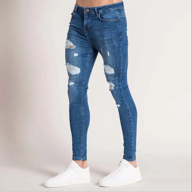 Strepen voor jeans Bike Skinny Jeans Heren Stretch Denim Broek Elastische taille Big Size Europese S-4XL Casual Sandbeach Herenbroek