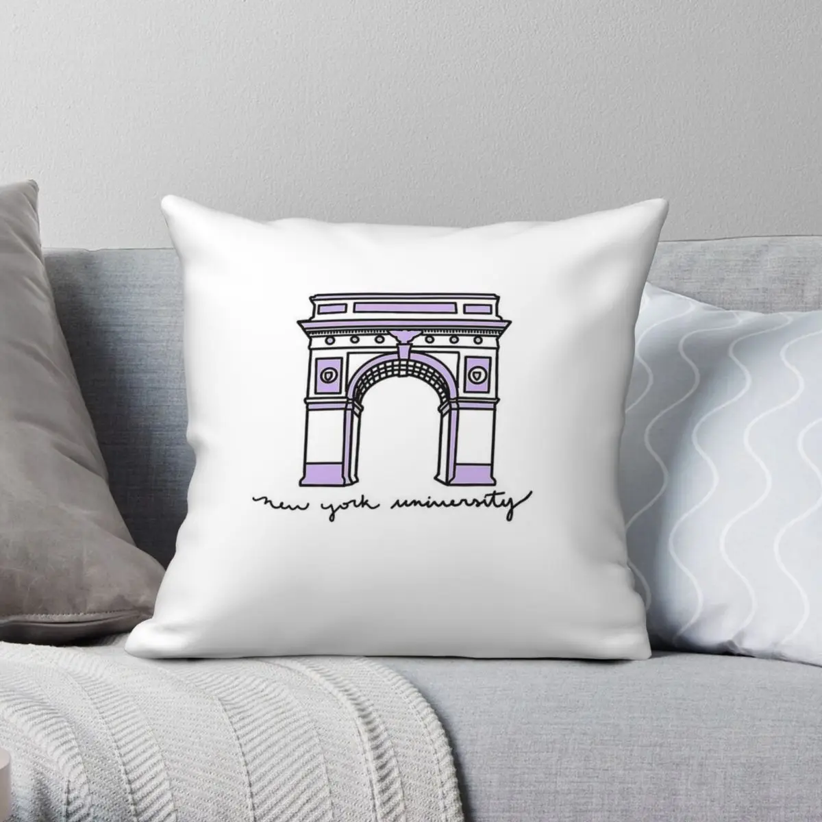 جامعة نيويورك ساحة المخدة البوليستر الكتان المخملية المطبوعة البريدي ديكور غرفة غطاء الوسادة بالجملة #1