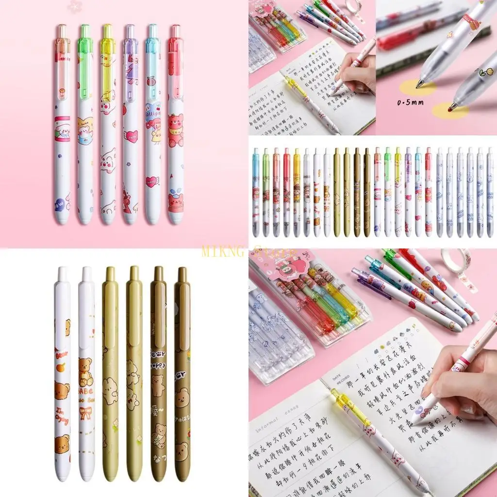 

Набор из 6 изысканных выдвижных гелевых ручек, запечатанных воском, наборы черных гелевых ручек 0,5 мм, лучшая распродажа