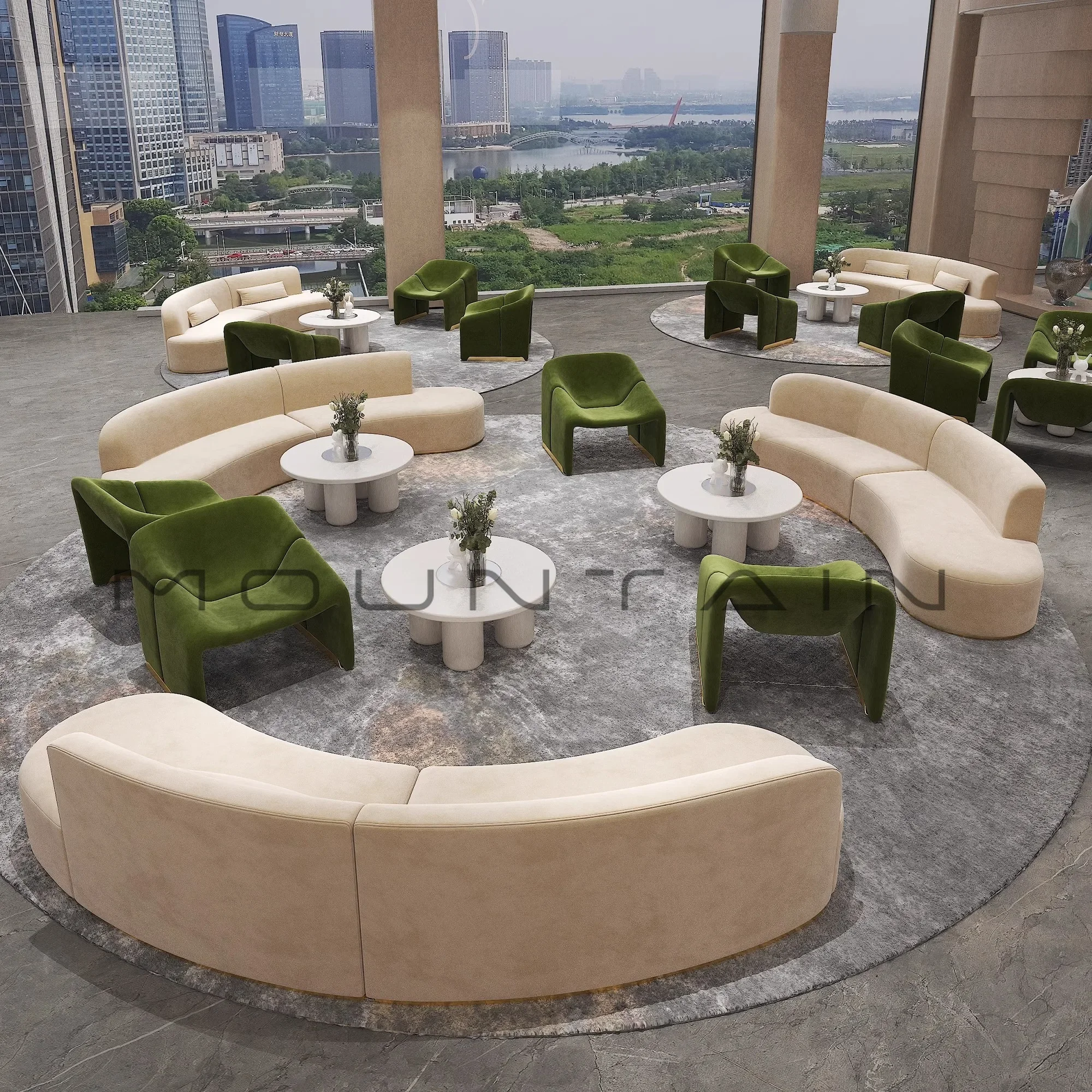 Single sofa coffee table fabric simple modern creative smile chair