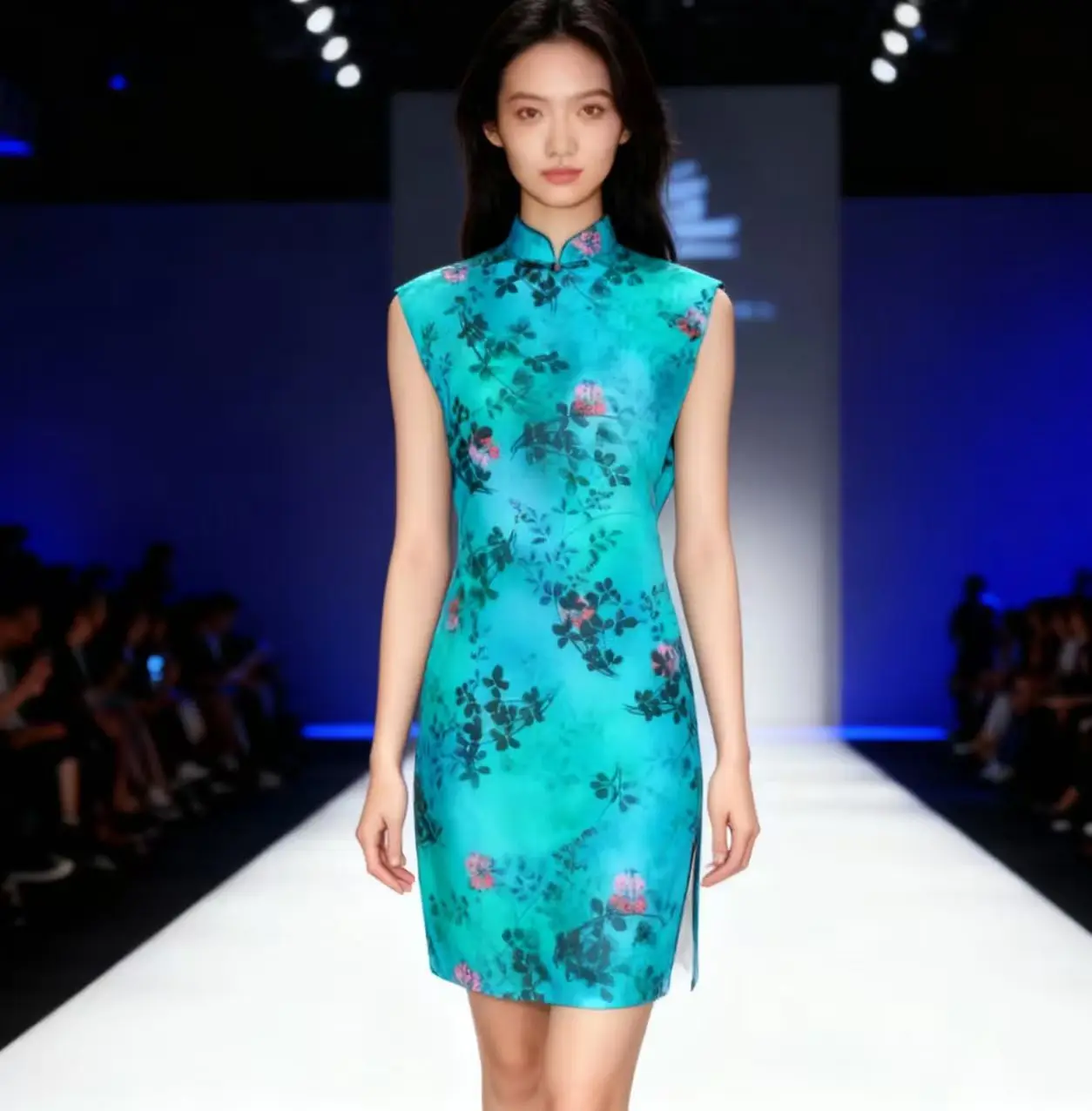 

Синяя камелия, чистая Рами, ткань высокого качества, ткань с цифровой печатью, летняя тонкая ткань в китайском стиле, халат, платье, ткань для шитья, сделай сам