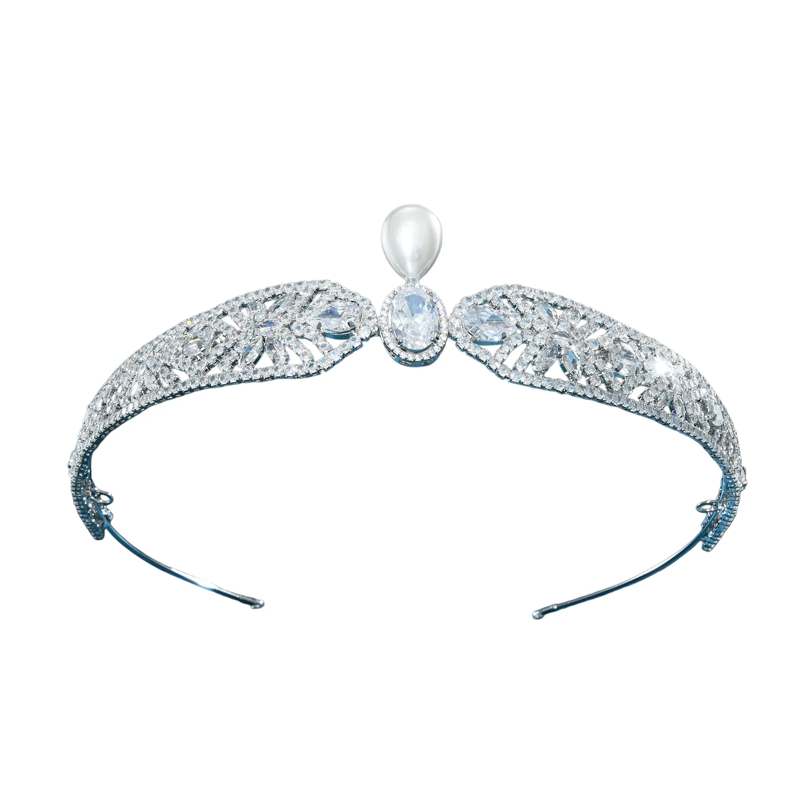 Corona de boda de princesa para mujer, tiara de circonia CZ para novia, tiara para fiesta de boda, joyería para el cabello de novia, tocado, corona