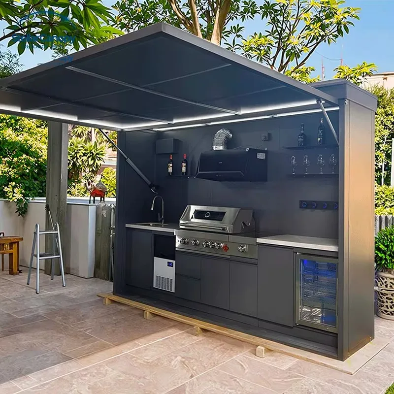 Weather Resistant Custom Made Stainless Steel Outdoor Kitchen BBQ Refrigerator Combo For Backyard