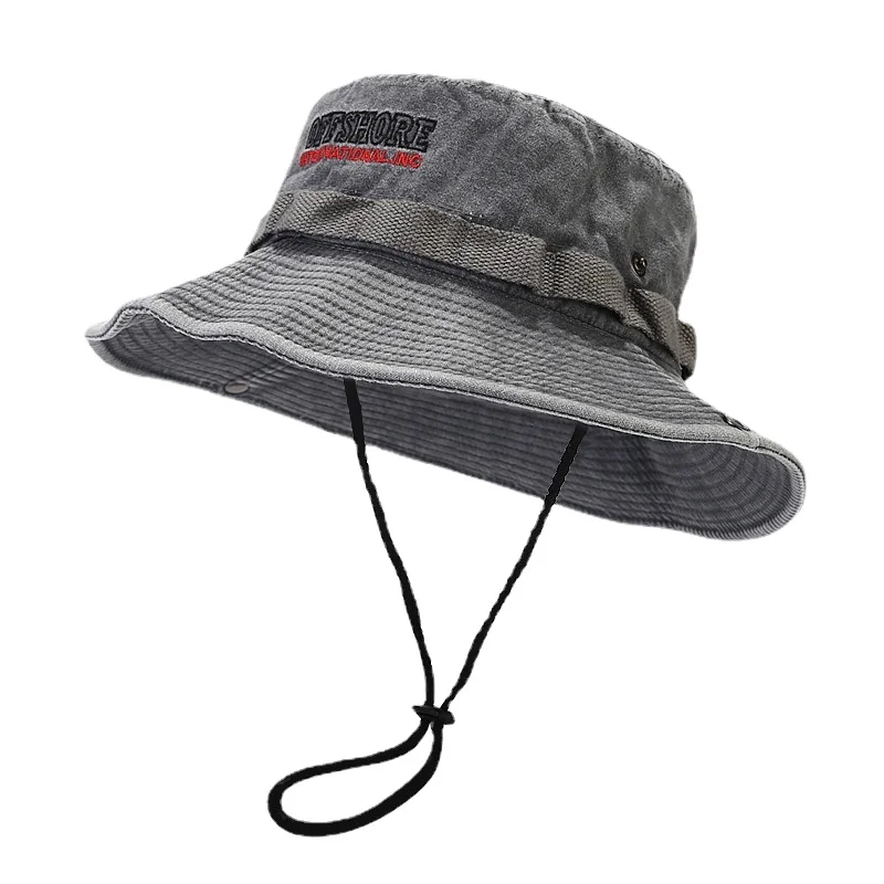 Rope Fisherman Hats Men Women Summer Outdoor Fishing Anti-Sun Panama Letter Embroidered Bucket Hat Mountaineering Travel Camp