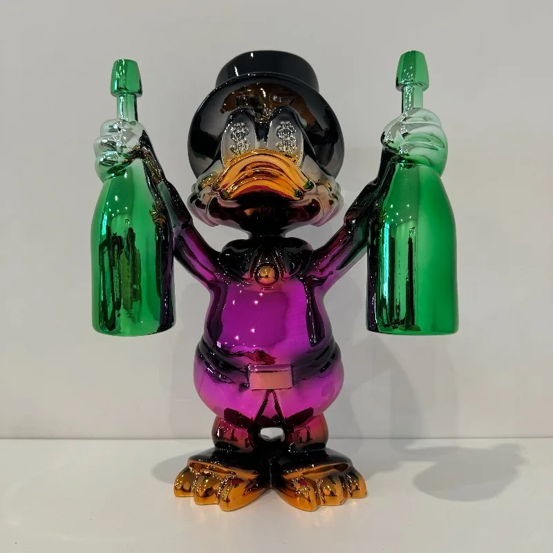 Disney anime figuras pato donald estátua resina modelo dos desenhos animados retro mickey mouse e donacdduck animal estatueta disney brinquedo para criança