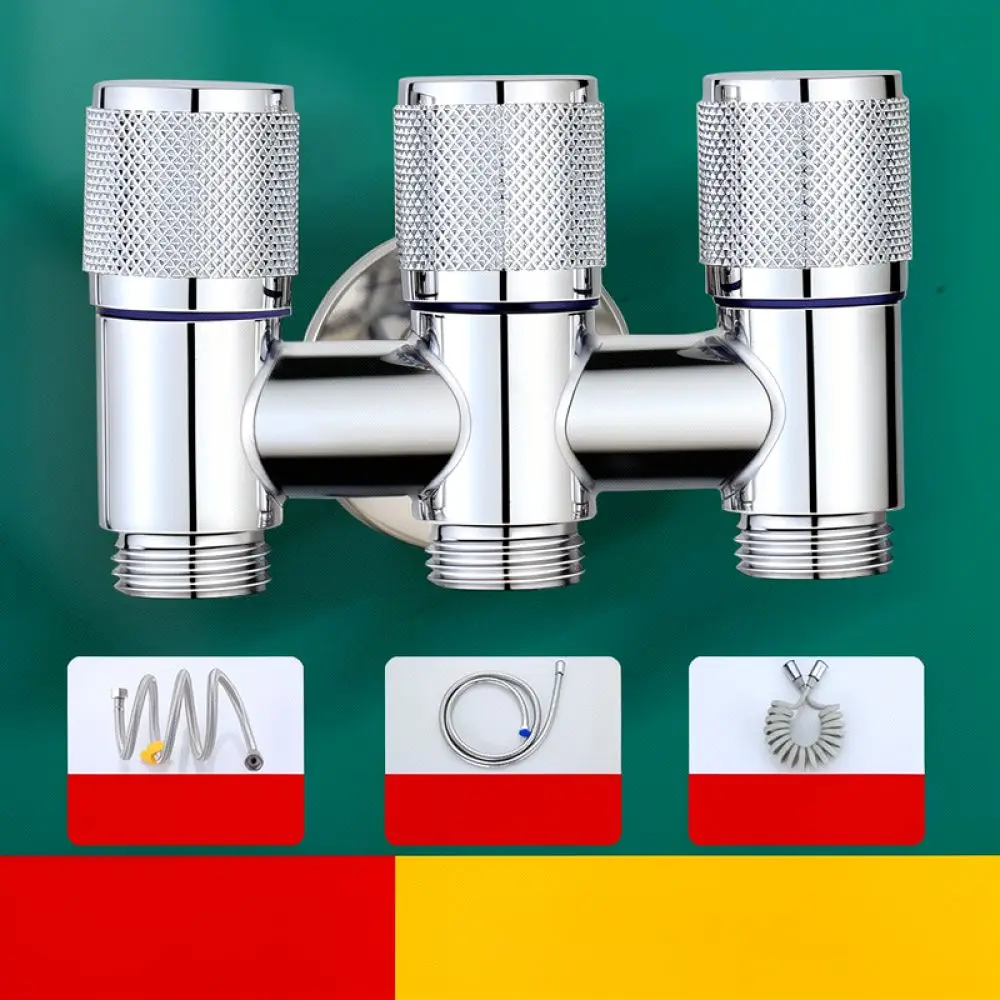 Automatic Stop Water Splitter Valve Stainless Steel Three Way Diverter Tap For Washing Machine Dishwasher Plumbing Connectors
