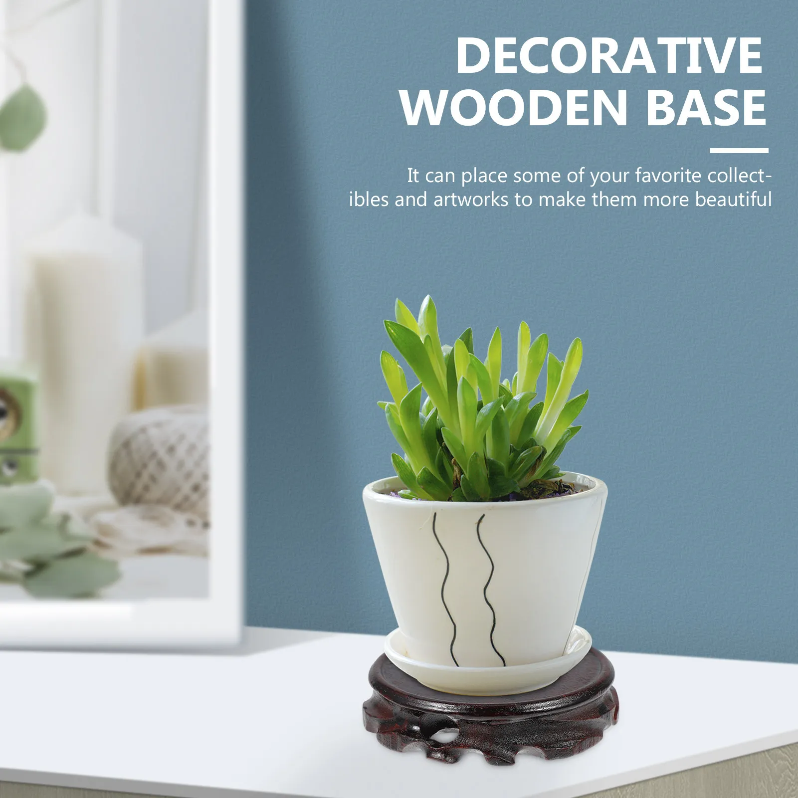 2Pcs Premium Solid Wood Display Base Round Decorative Pedestal for Buddha Statue Art Craft Collectibles Teapot Flowerpot Holder