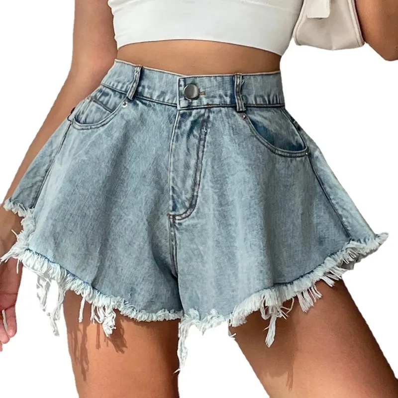 Denim Shorts for Women, Beach Clothing, Wide Leg Loose Short, Summer Fashion Clothes