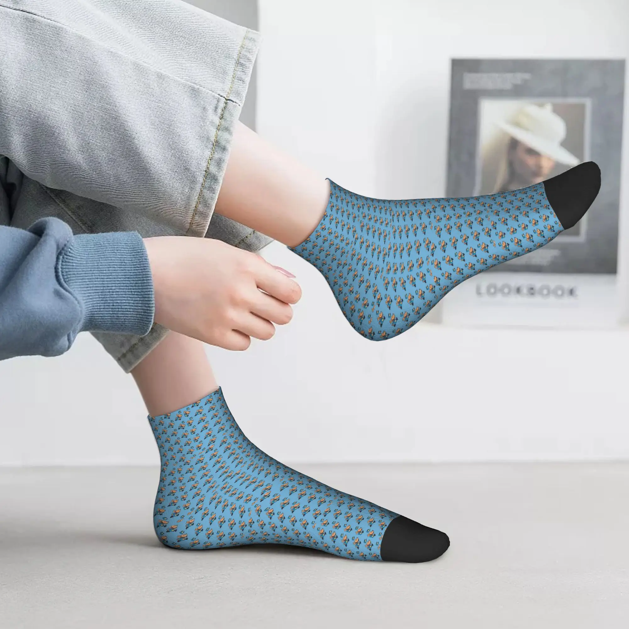 All Seasons Officer Dog Man Running Fan Art Socks Harajuku Sport Middle Tube Socks Soft Hip Hop Stockings for Men Women Gifts