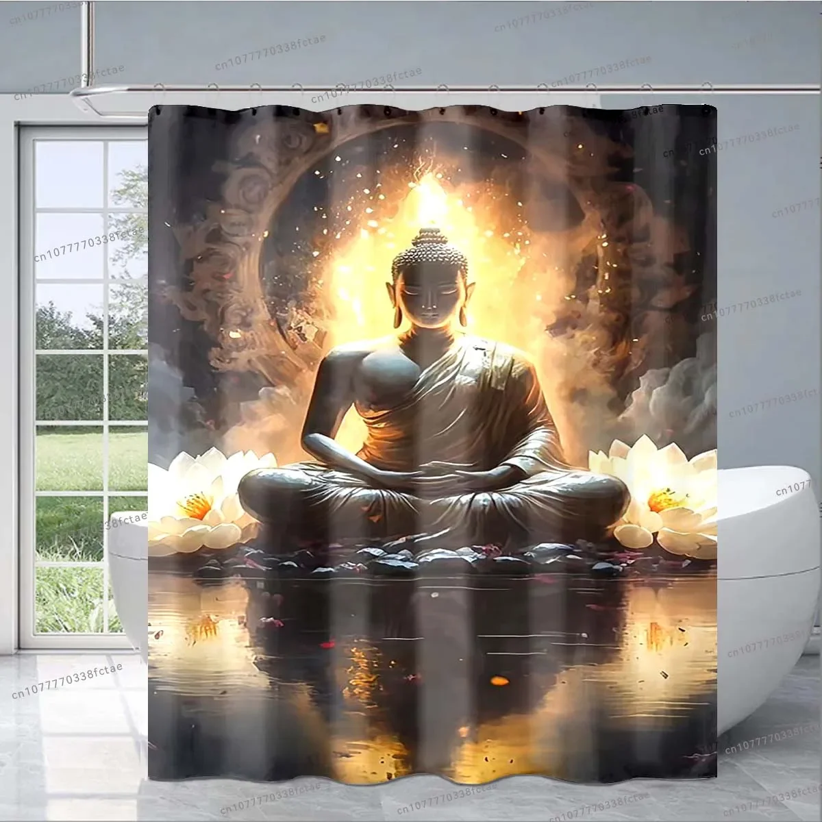 Buddha Sakyamuni Buddhism Shower Curtain Prayer Faith Bathroom Decoration Shower Curtain Adult Children Bathroom Shower Curtain