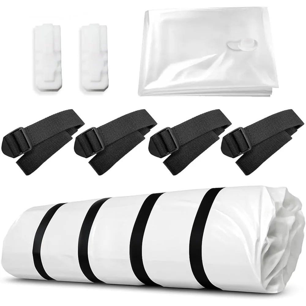 Kit de sacs de rangement sous vide pour matelas avec 4 sangles de fixation réglables, sac de compression robuste et réutilisable pour le transport et le déménagement de matelas en mousse à mémoire de forme et en latex, organisation du rangement domestique.