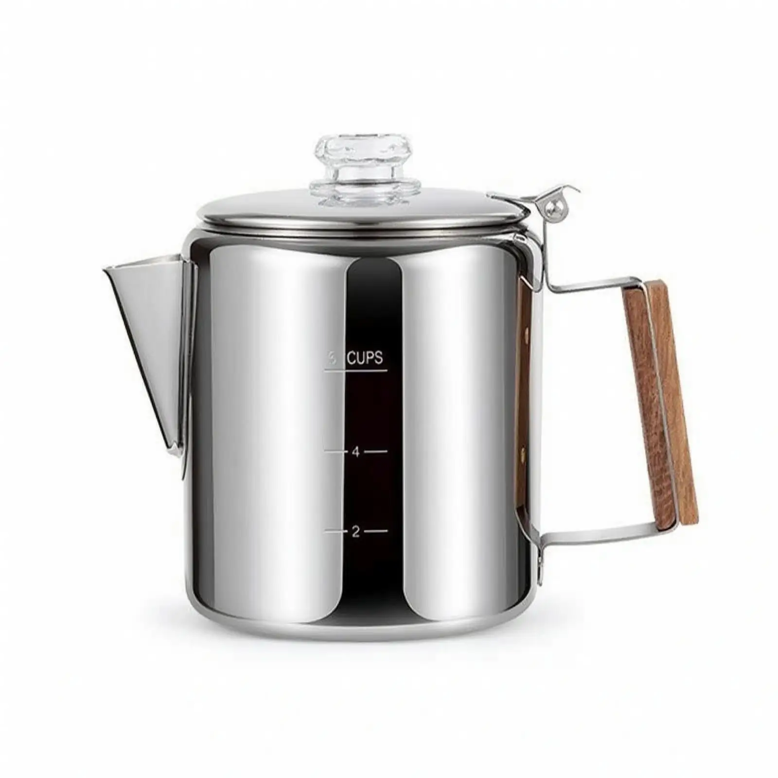 Stainless Steel Coffee Pot with Filter Long-Lasting Coffee Pot with Wooden