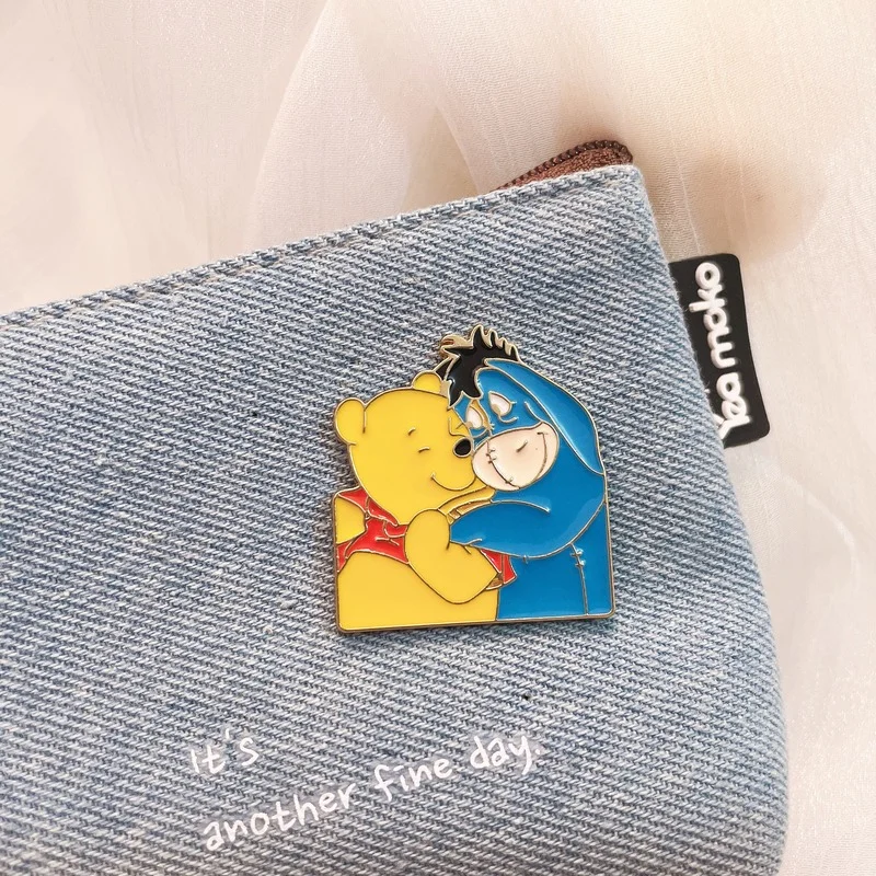 Disney Winnie The Pooh Cute Enamel Pin Stitch Brooches Bag Lapel Pin Cartoon Badge Backpack Decoration Kids Gift Accessories