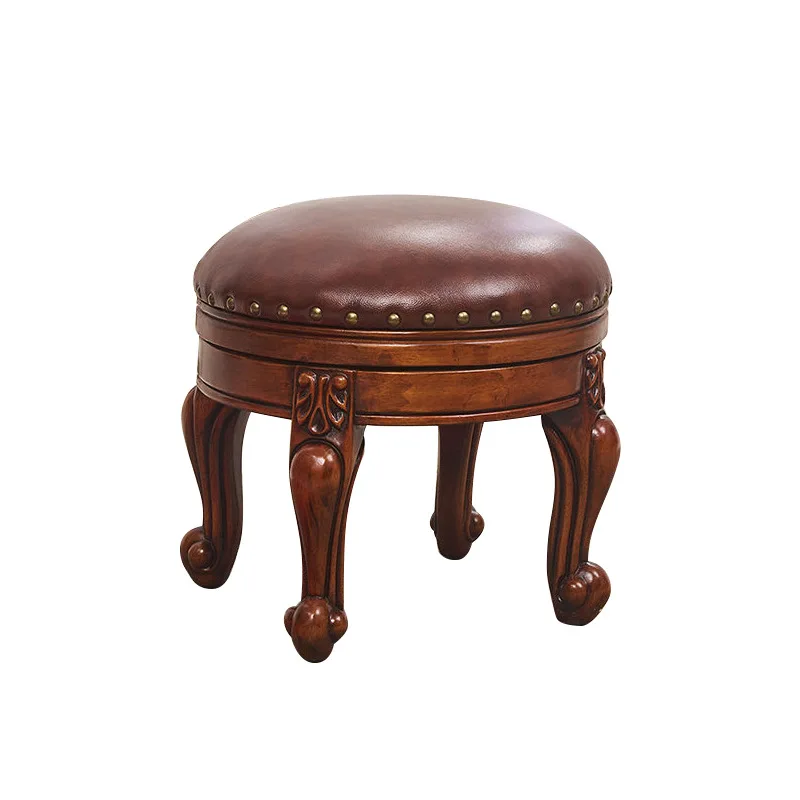 

European style, coffee table, side stool, solid wood, sofa stool, American style, small round, living room
